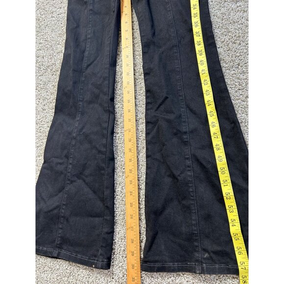 Free People Karly Jumpsuit Night Rider MD Long Sleeve Open Back Flare Leg Denim - Picture 12 of 14